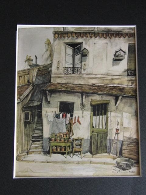 藤田嗣治、【パリのアルソンバル通り 】、希少な限定額装用画集画、新品高級額