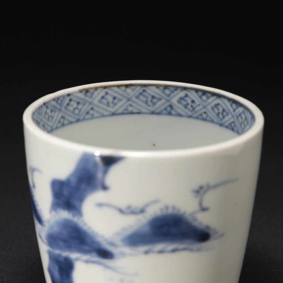 伊万里染付松図　蕎麦猪口　骨董　古伊万里　6R1168wダH