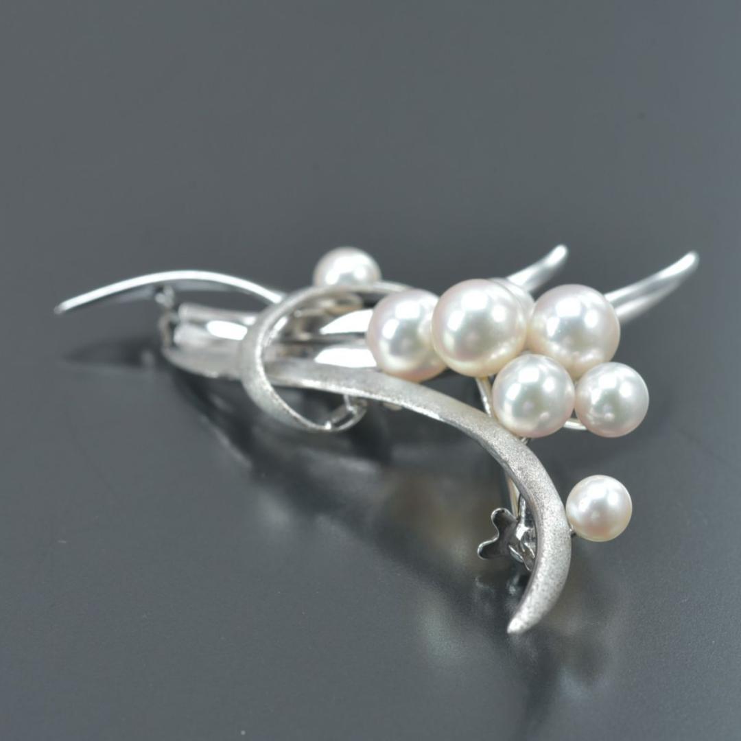 美品 TASAKI フラワー ブローチ パール幅6.9mm SV パール 本真珠