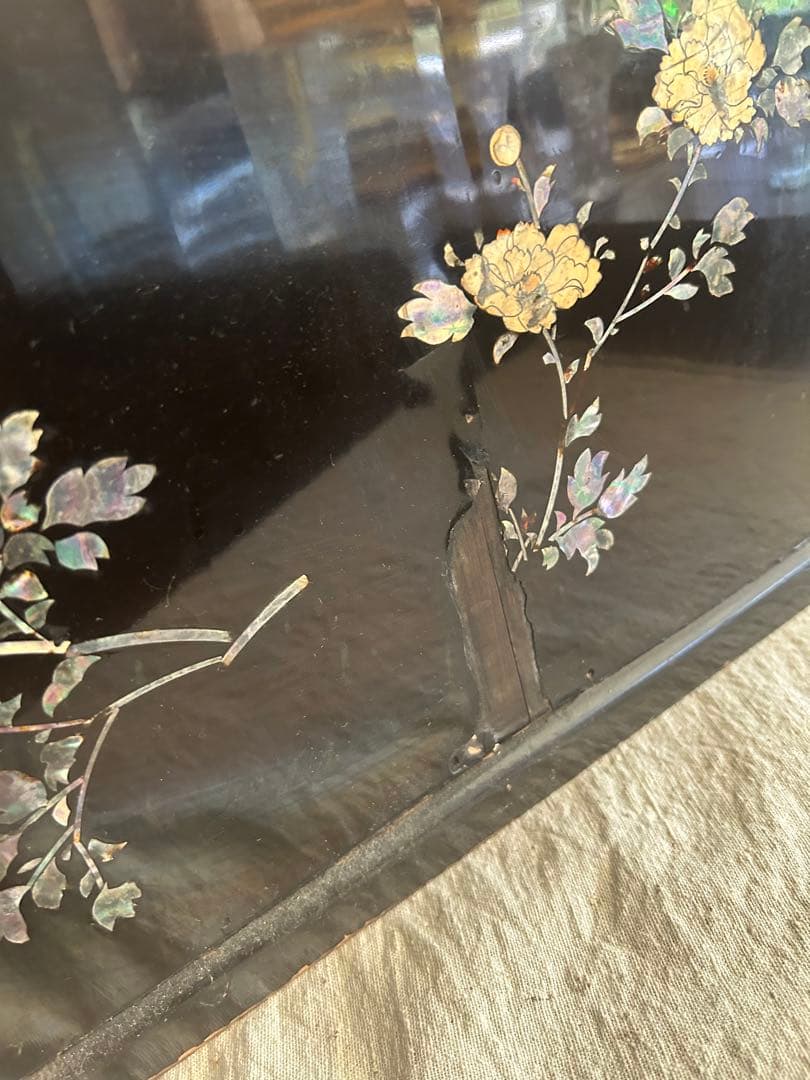 ①螺鈿細工　箪笥　アンティーク　難あり