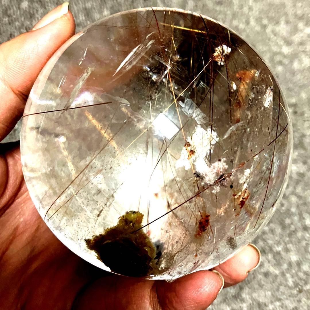 超特大　83mm ゴールドレッドブロンズルチルクォーツ　金針水晶　パワーストーン