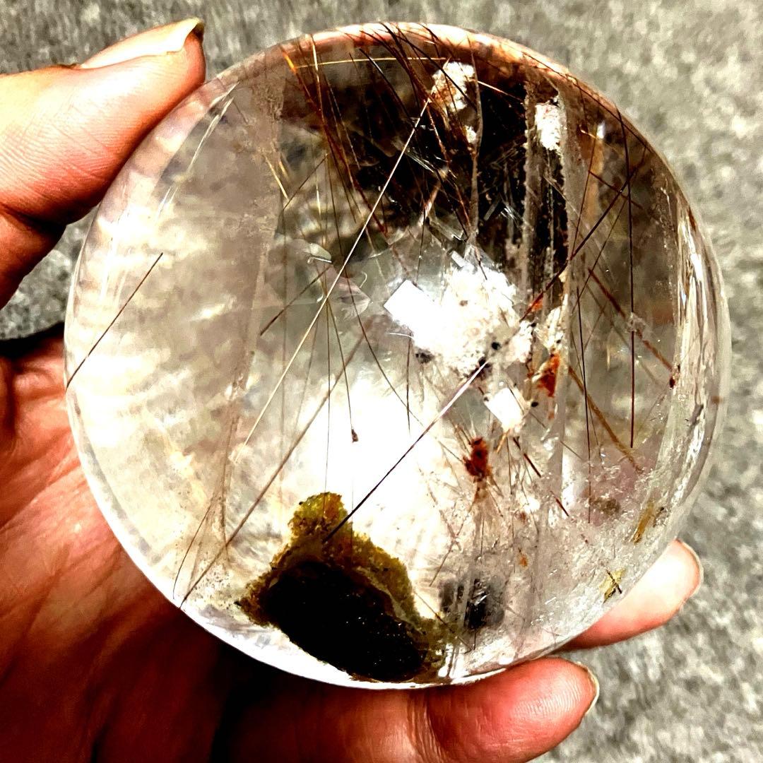 超特大　83mm ゴールドレッドブロンズルチルクォーツ　金針水晶　パワーストーン