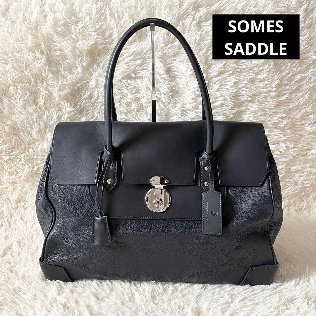 SOMES SADDLE×HT LABEL ビジネスバッグ　レザー　ネイビー