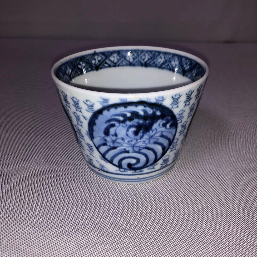 古伊万里　古印版コレクション　そば猪口　型紙擦り