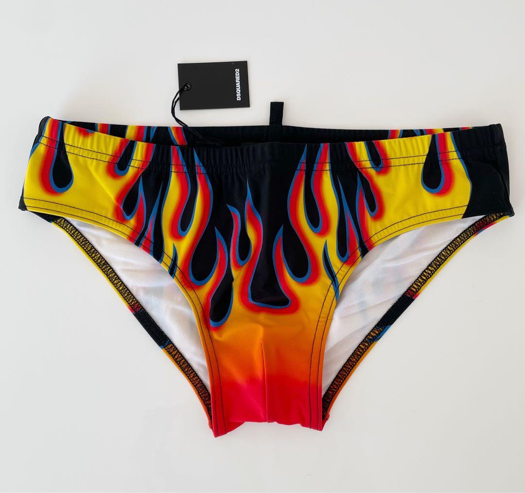 DSQUARED2 競パン サイズ50 ファイヤープリント ビキニ水着