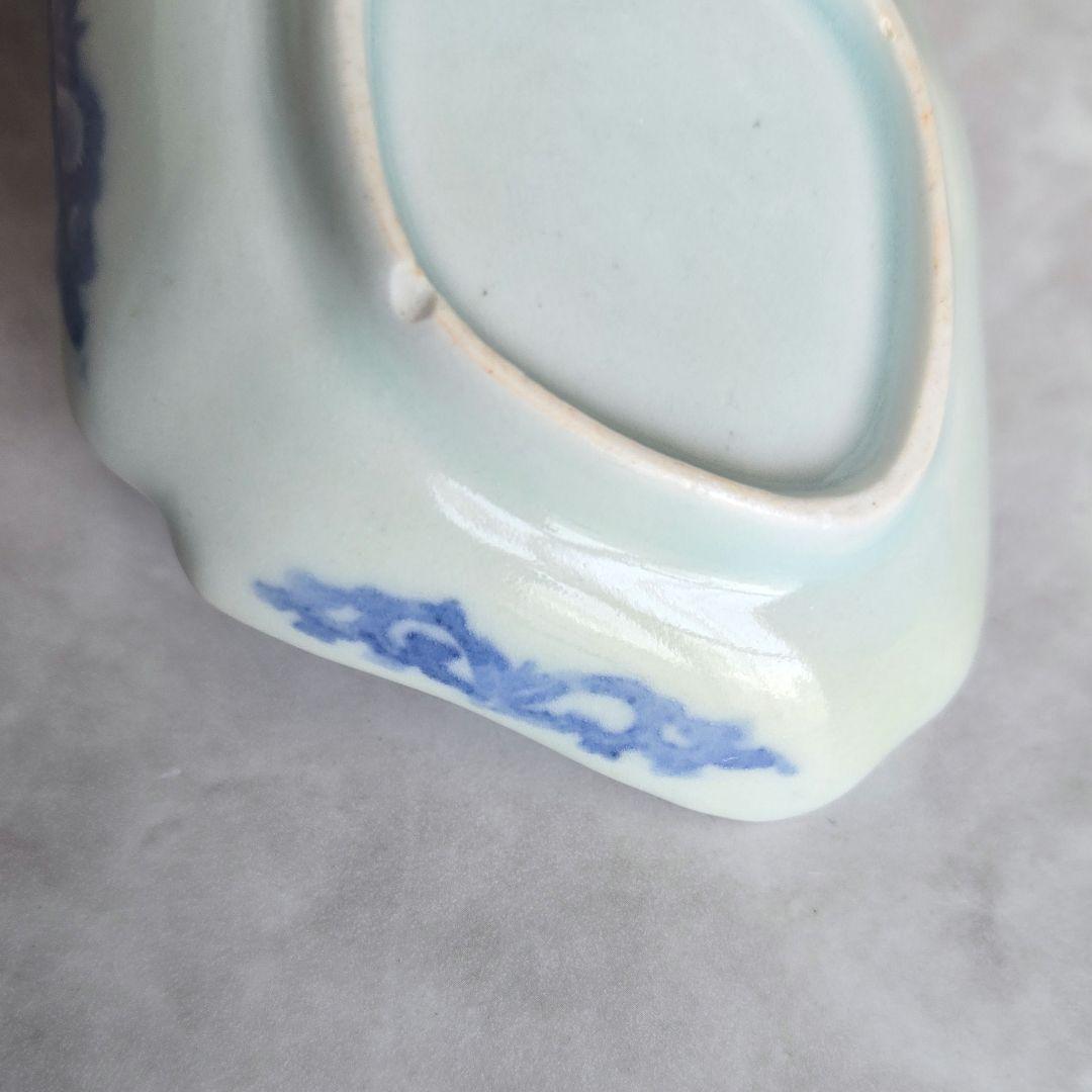 古伊万里　型紙摺印判　こんにゃく印判　染付　豆皿　金継ぎ練習用　骨董　金継ぎ