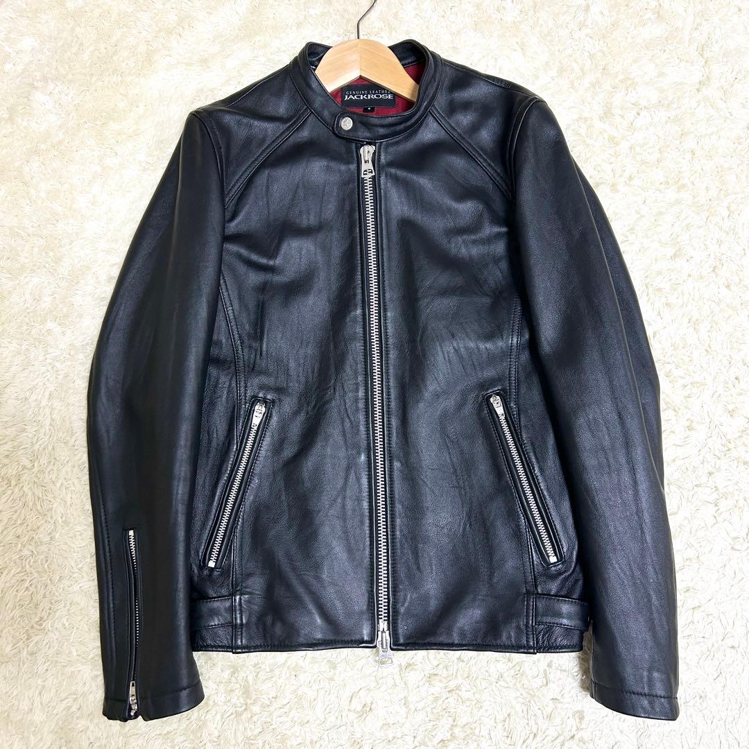 美品✨ JACKROSE シングルライダース ラムレザー ブラック 裏地赤