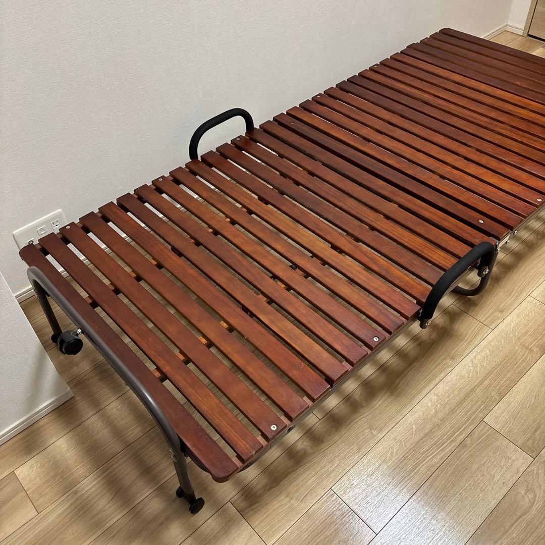 ミニマル　折りたたみベッド ダークブラウン シングルサイズ