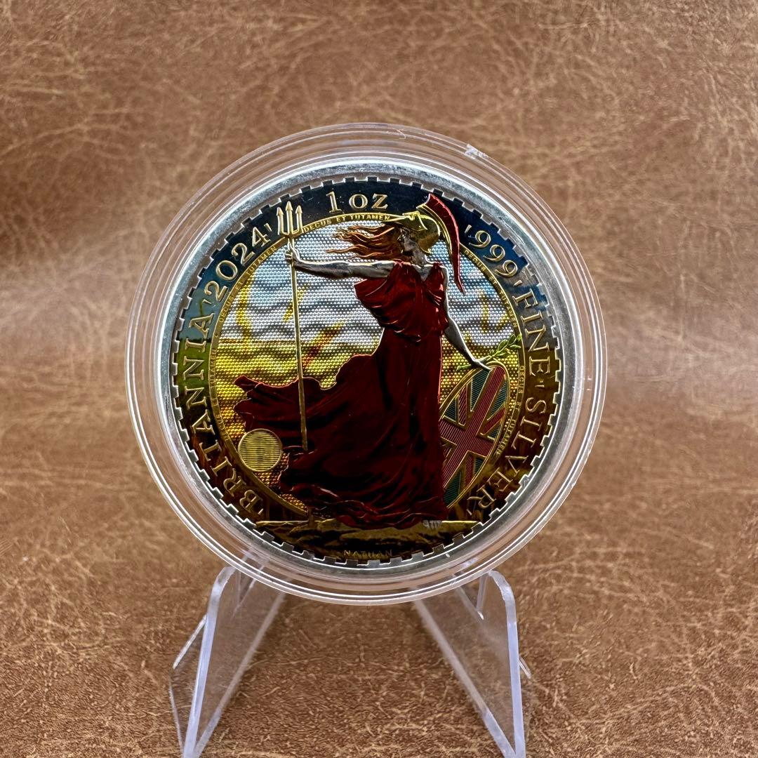 世界100枚限定 イギリス ブリタニア 銀貨 カラー 女神と自然の調和：実りの夏