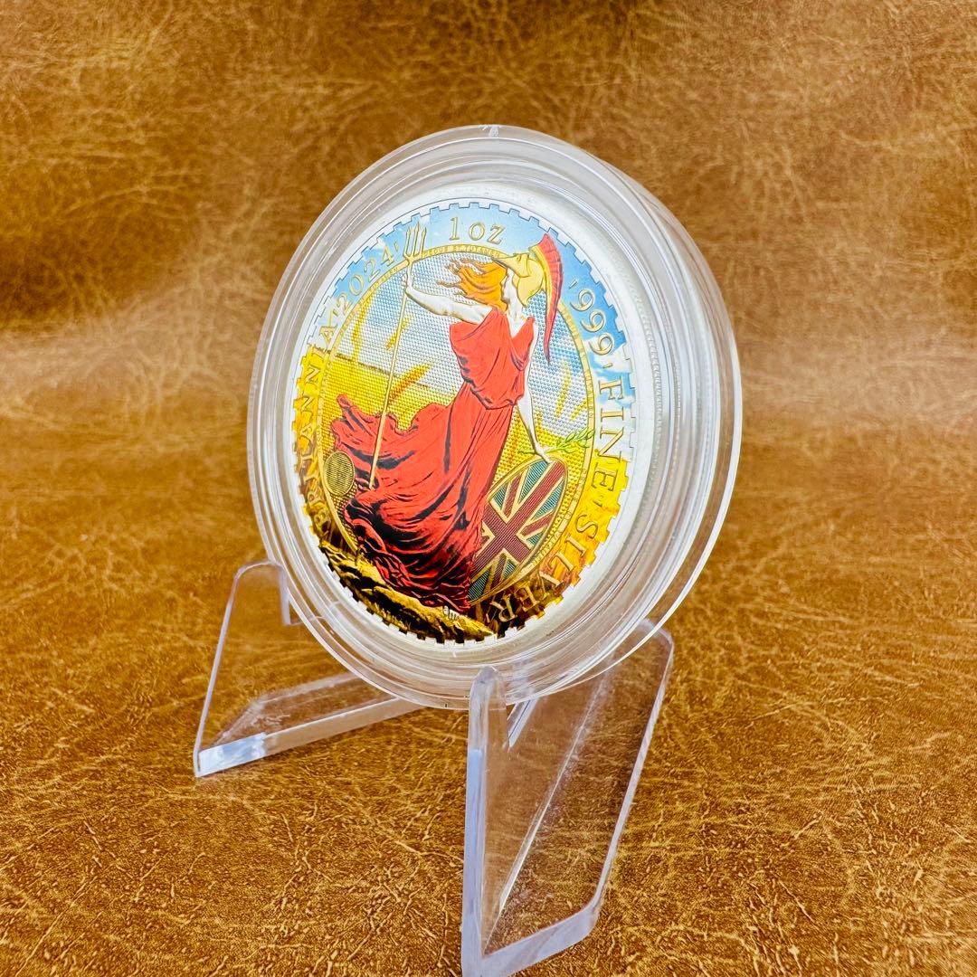 世界100枚限定 イギリス ブリタニア 銀貨 カラー 女神と自然の調和：実りの夏