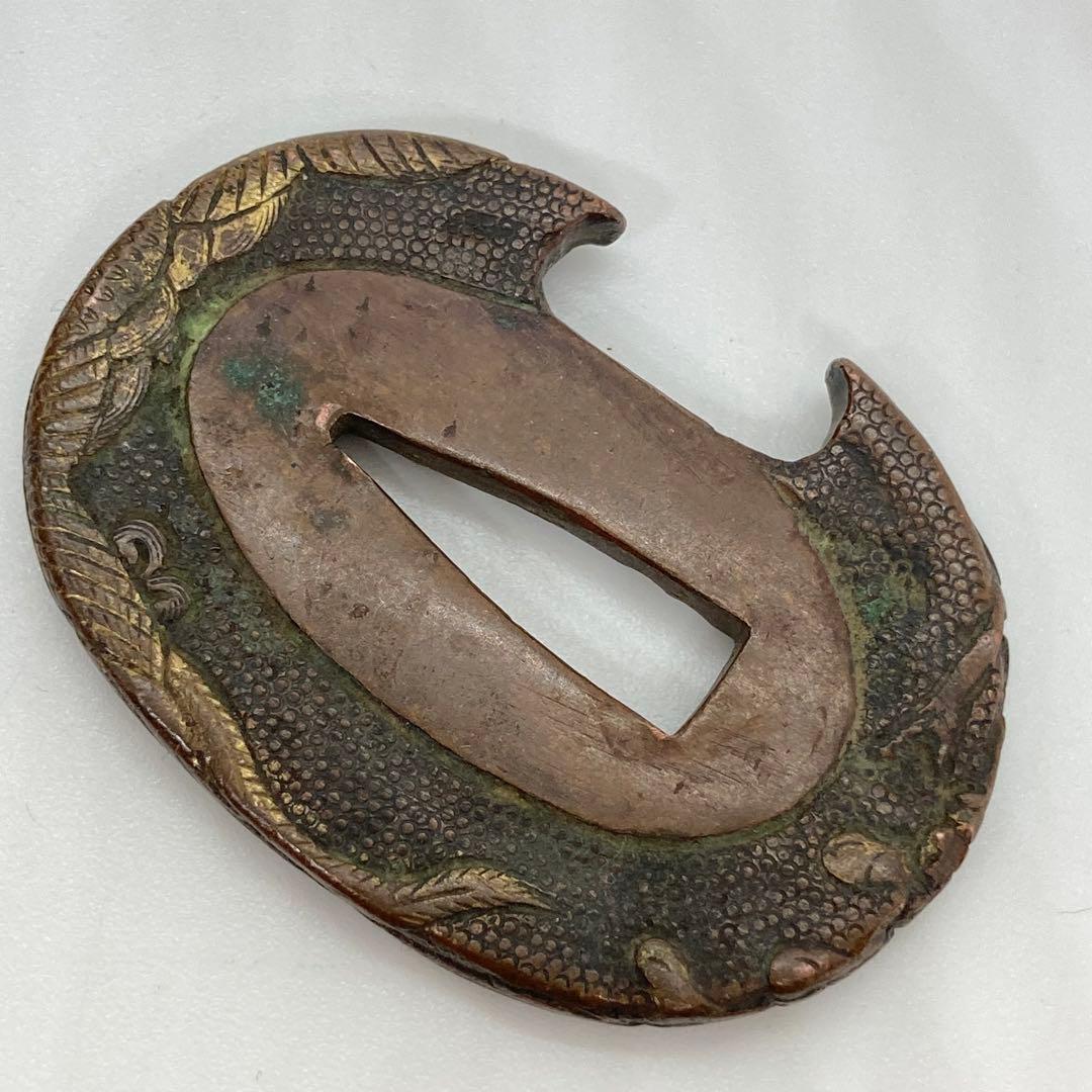 121806 アンティーク金工　刀剣　五三の桐鳳凰　柄　かんざし　帯留めに