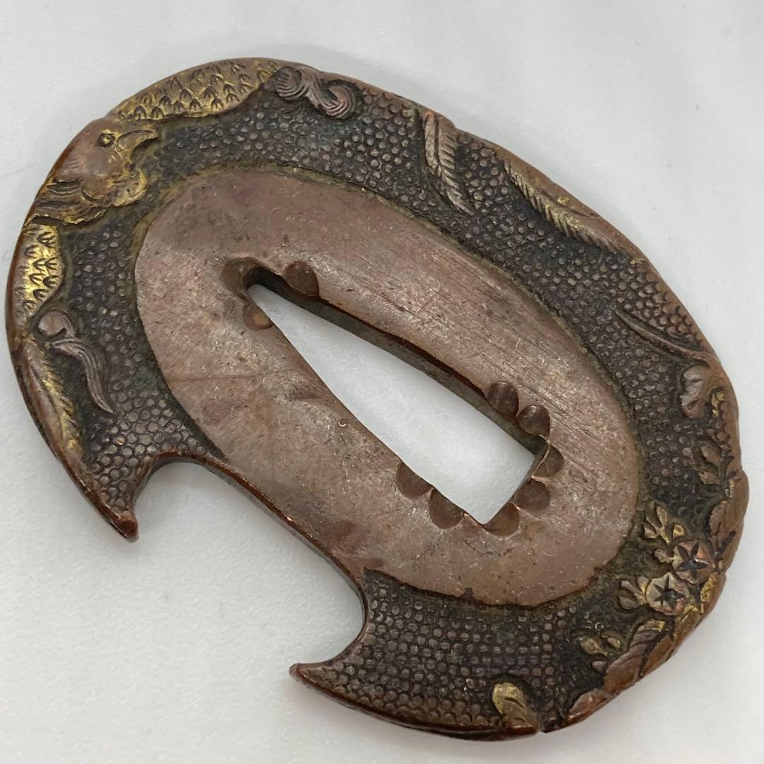 121806 アンティーク金工　刀剣　五三の桐鳳凰　柄　かんざし　帯留めに