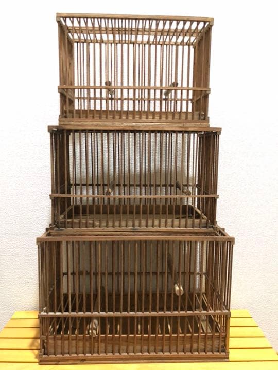 鳥籠　竹籤／木製　(大・中・小)セット