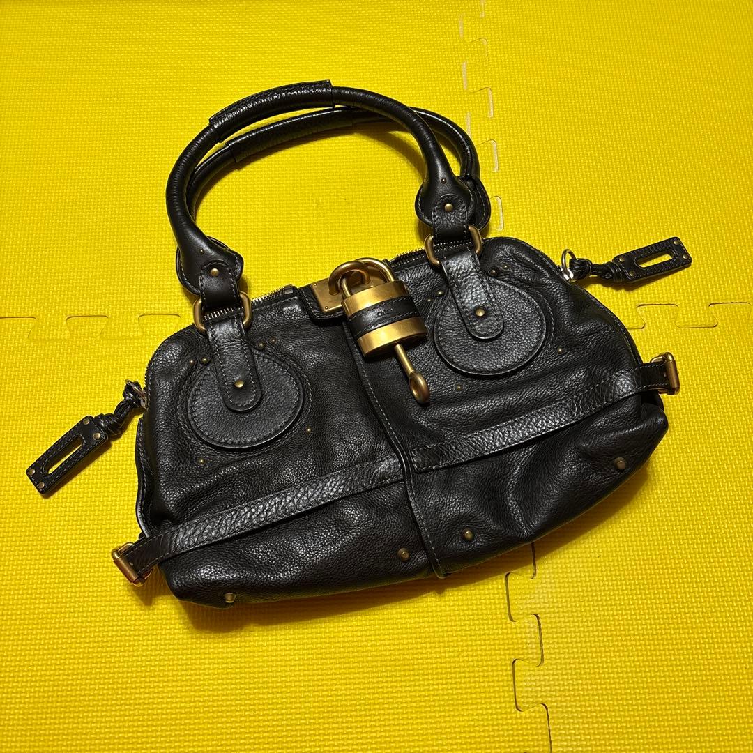Chloe黒のレザーハンドバッグ 032-038