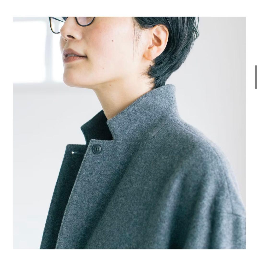 北欧暮らしの道具店　3WAYアレンジ襟のかろやかチェスターコート　グレー