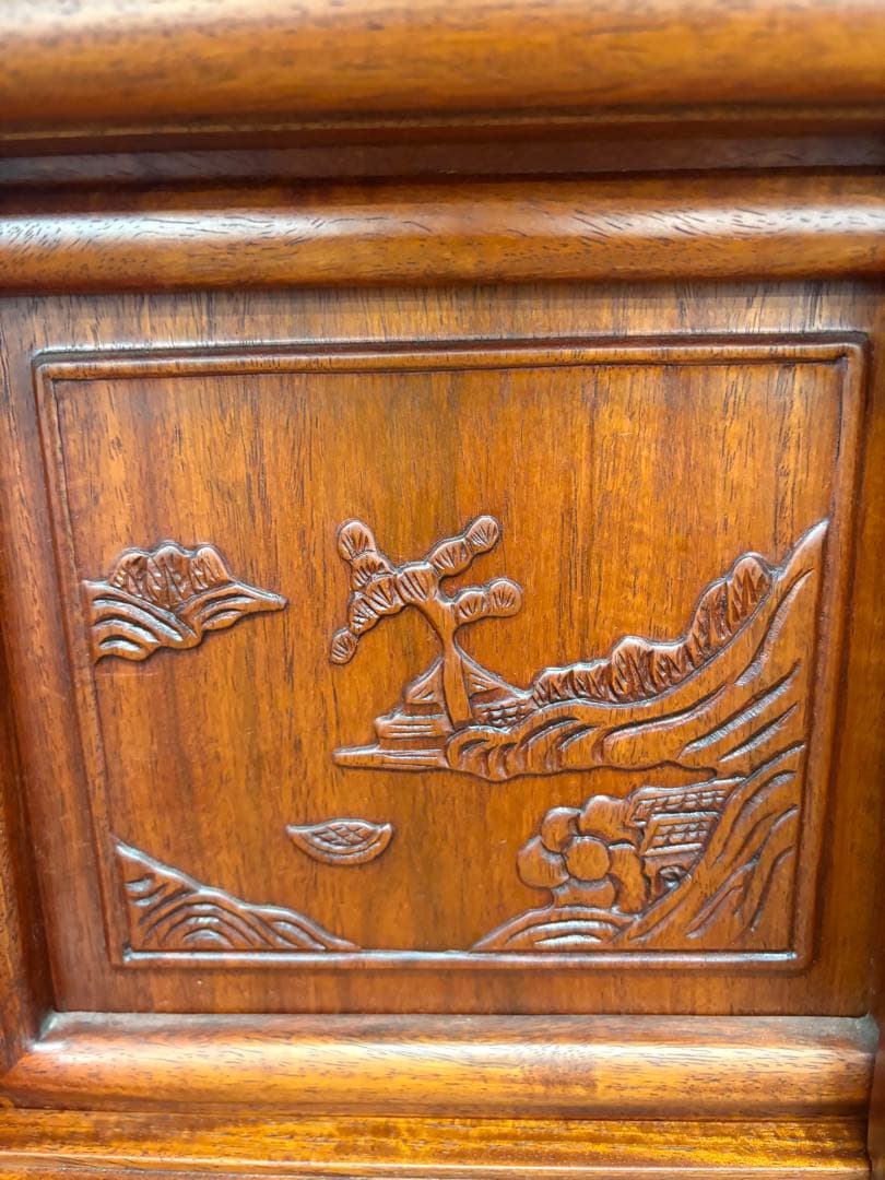 M132 茶タンス 幅1190mm 彫刻入り