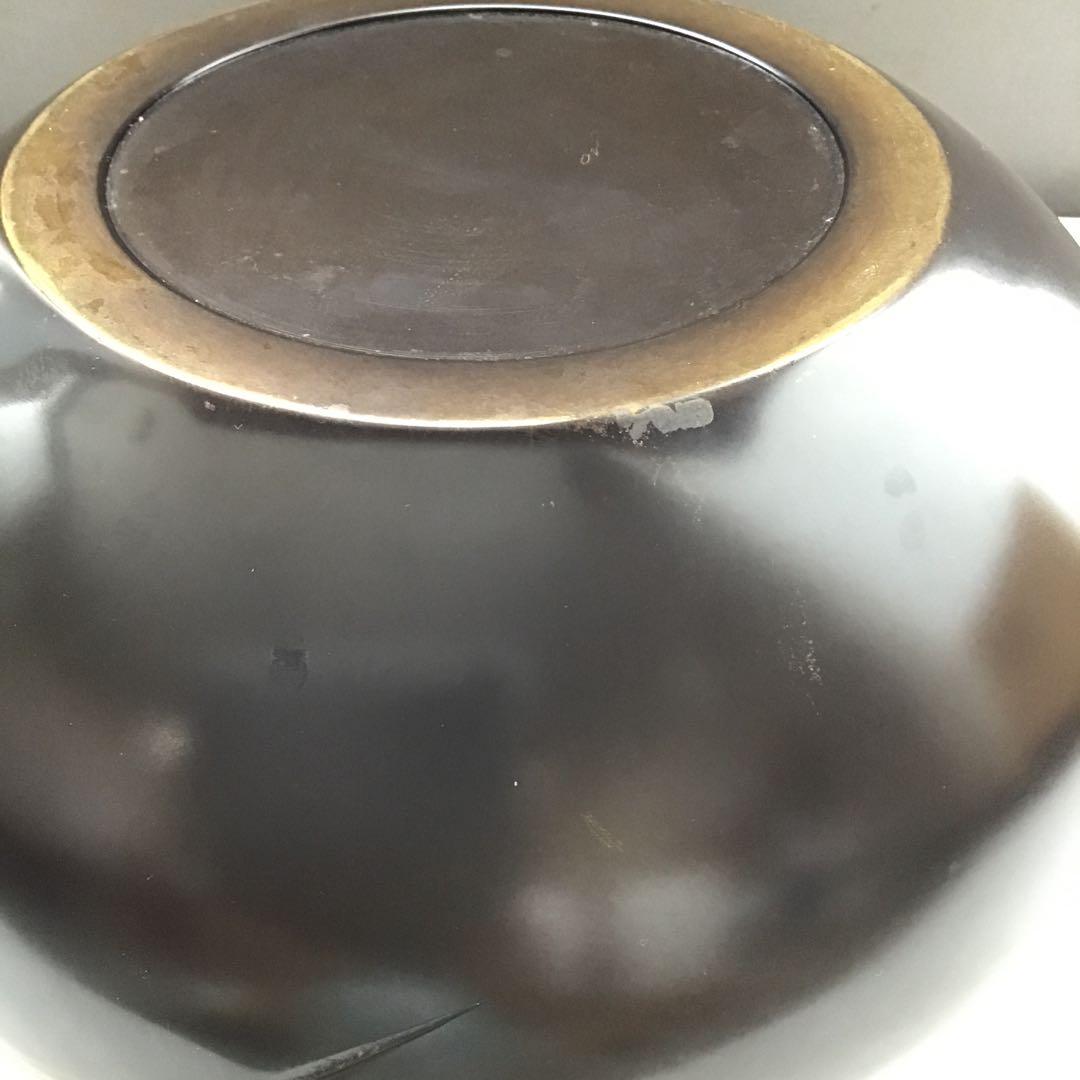 茶道具　水指　捻子梅水指(金属製)塗の蓋付　駒方米山作　共箱　紙箱　S246MS