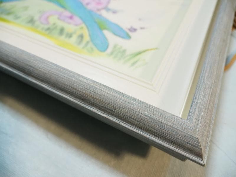 人物画　油絵　水森亜土　金髪の女の子　F6号　額付き　手描き　肉筆