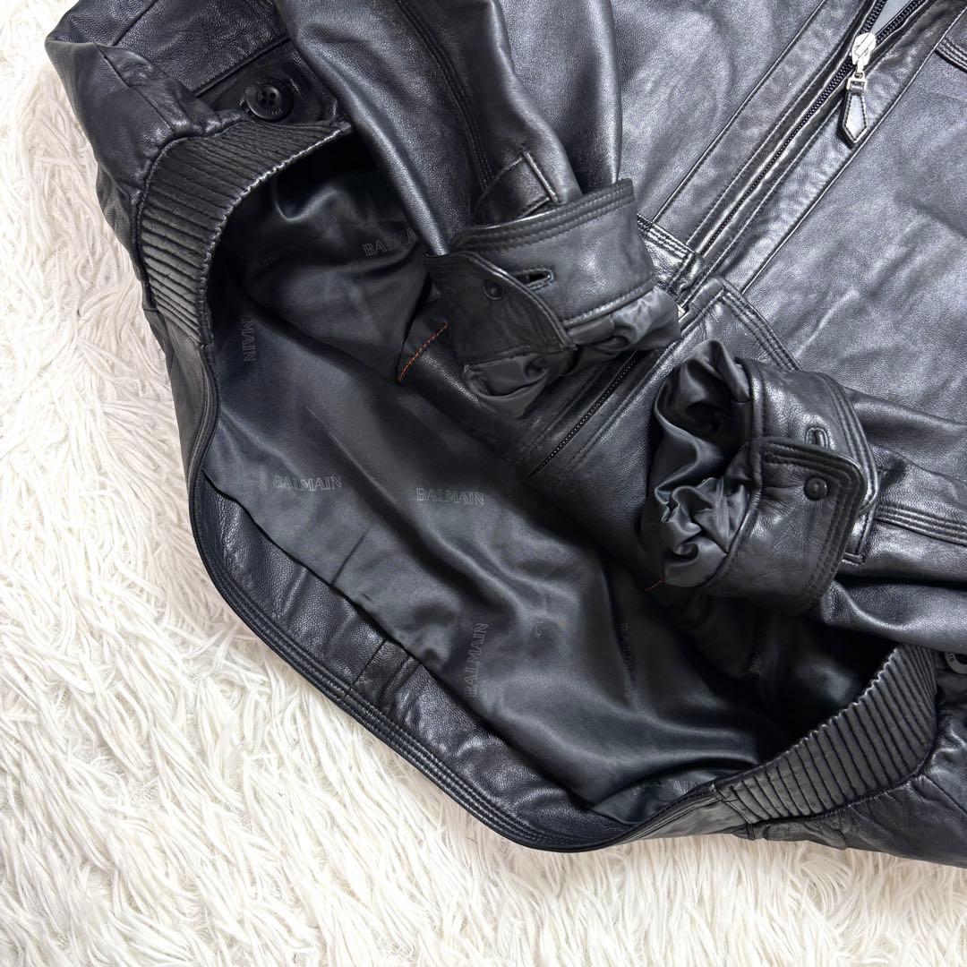 【美品】BALMAIN PARIS ラムレザー ジャケット XL ブラック