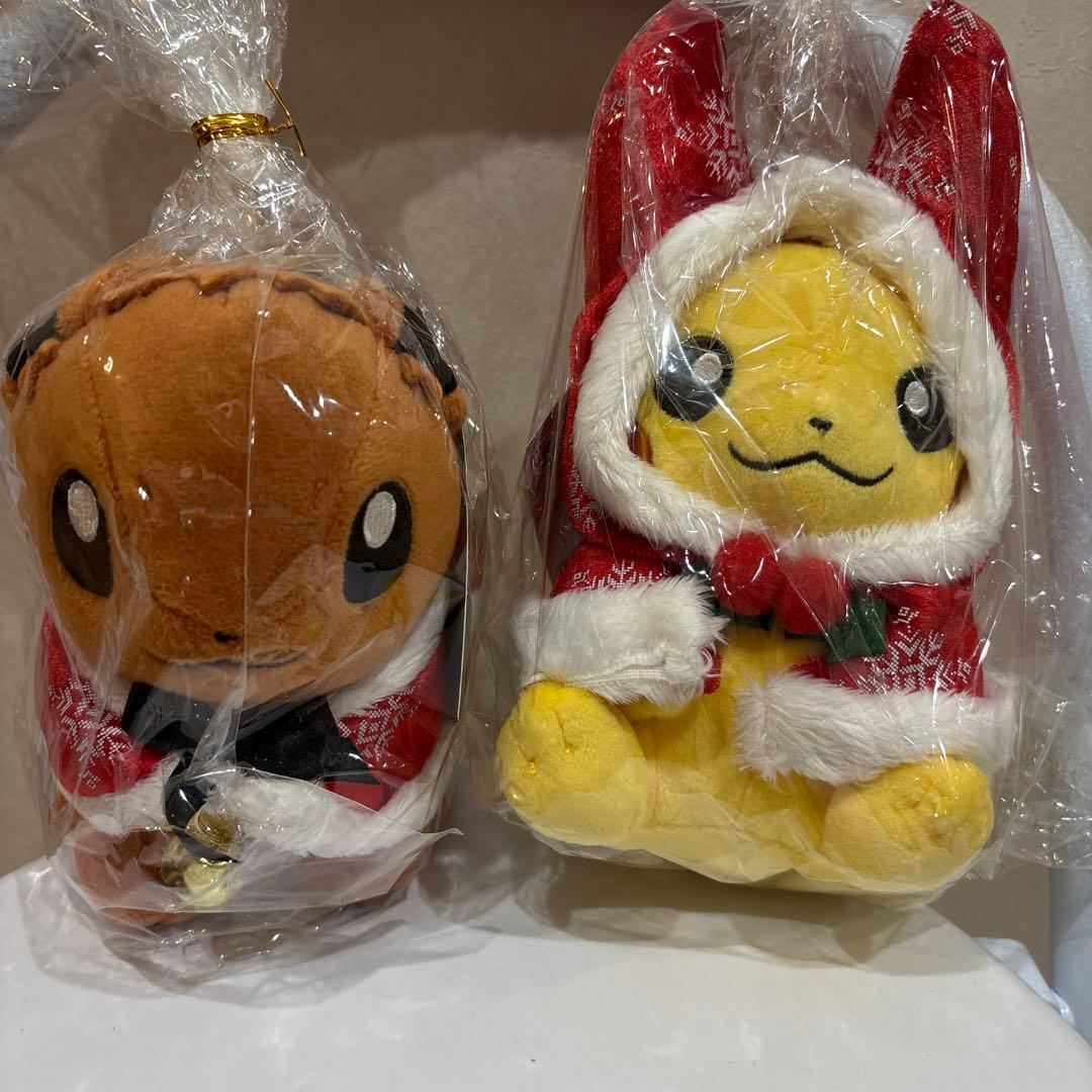 ポケモンセンター限定　2015ピカチュウ&イーブイ クリスマスぬいぐるみ