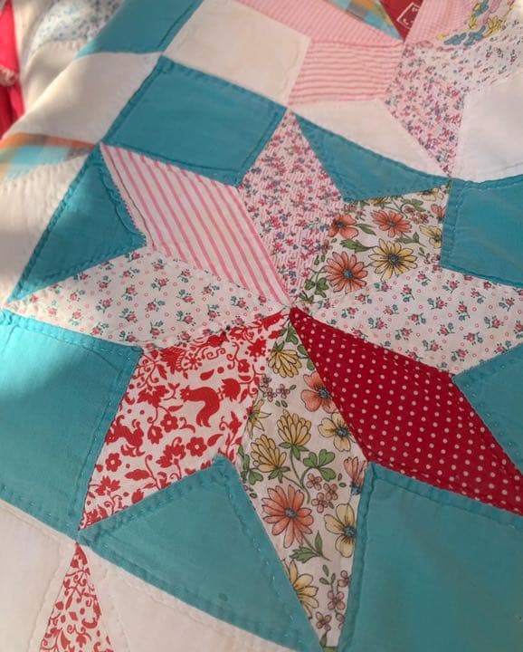 アンティーク　パッチワーク　キルト  フィードサック　美品