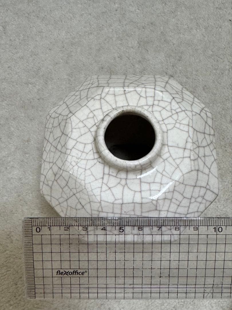 中国美術　八角面取　壺　花瓶　花器　氷裂貫入　骨董