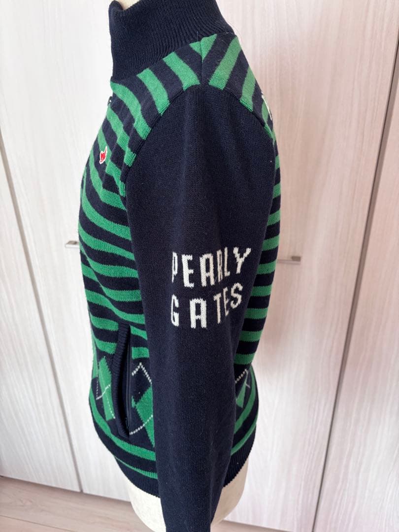 美品　パーリーゲイツ　防風防寒　ニットカーディガン　ジップPEARLY