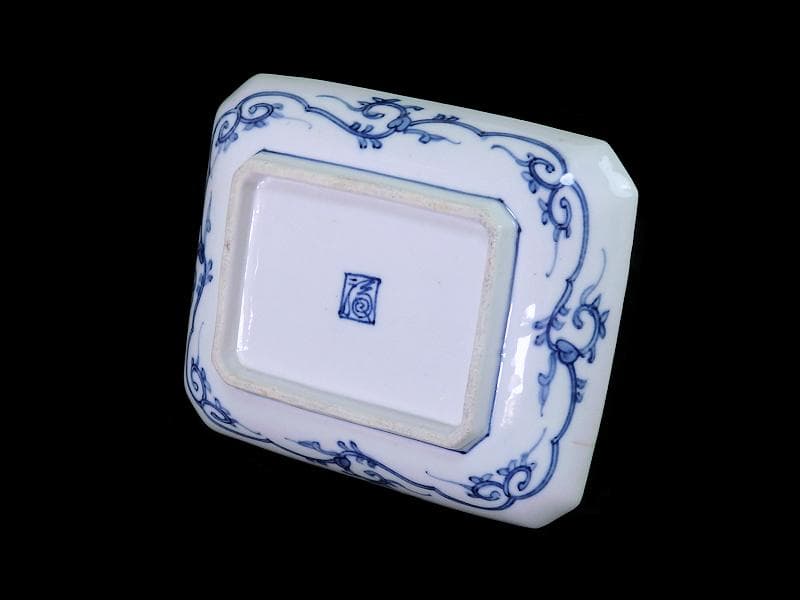 大聖寺伊万里　染錦　波千鳥に菊　花唐草の図　長皿　B288AS-CRn