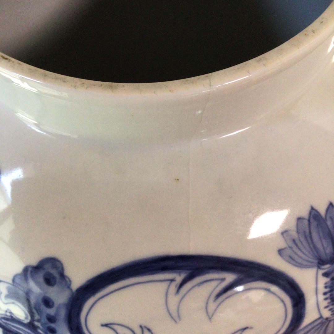 3582 オランダ デルフト陶器　BEGONIA 染付　和蘭　タバコ壷　送料無料