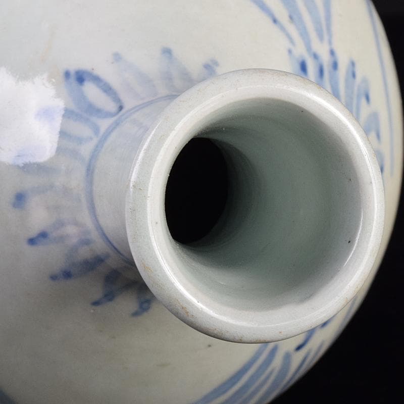 朝鮮美術　李朝　高麗白磁　辰砂染付　花文瓶　壺　M　R7653