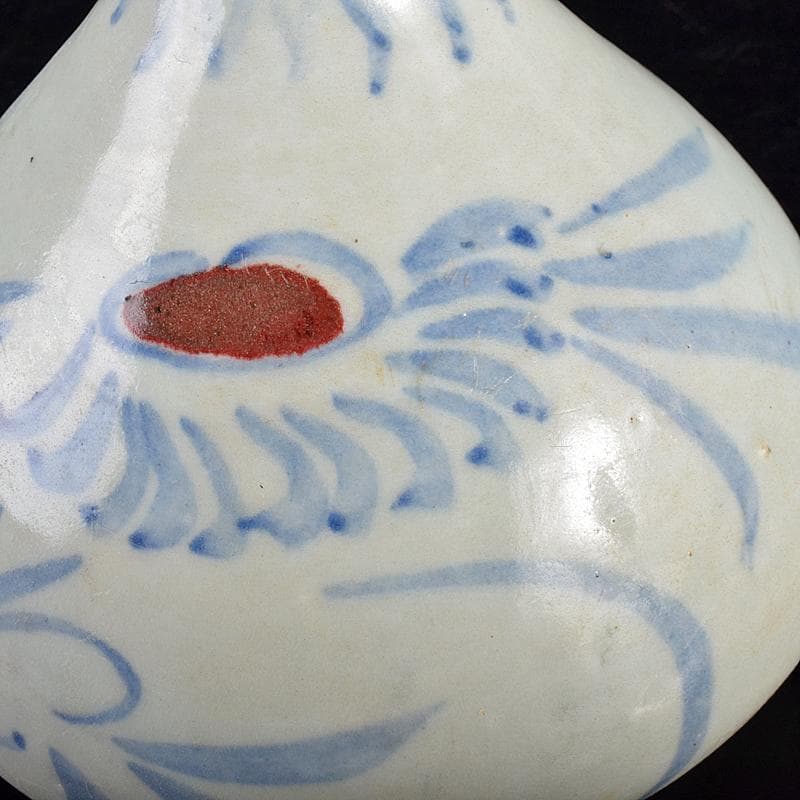 朝鮮美術　李朝　高麗白磁　辰砂染付　花文瓶　壺　M　R7653