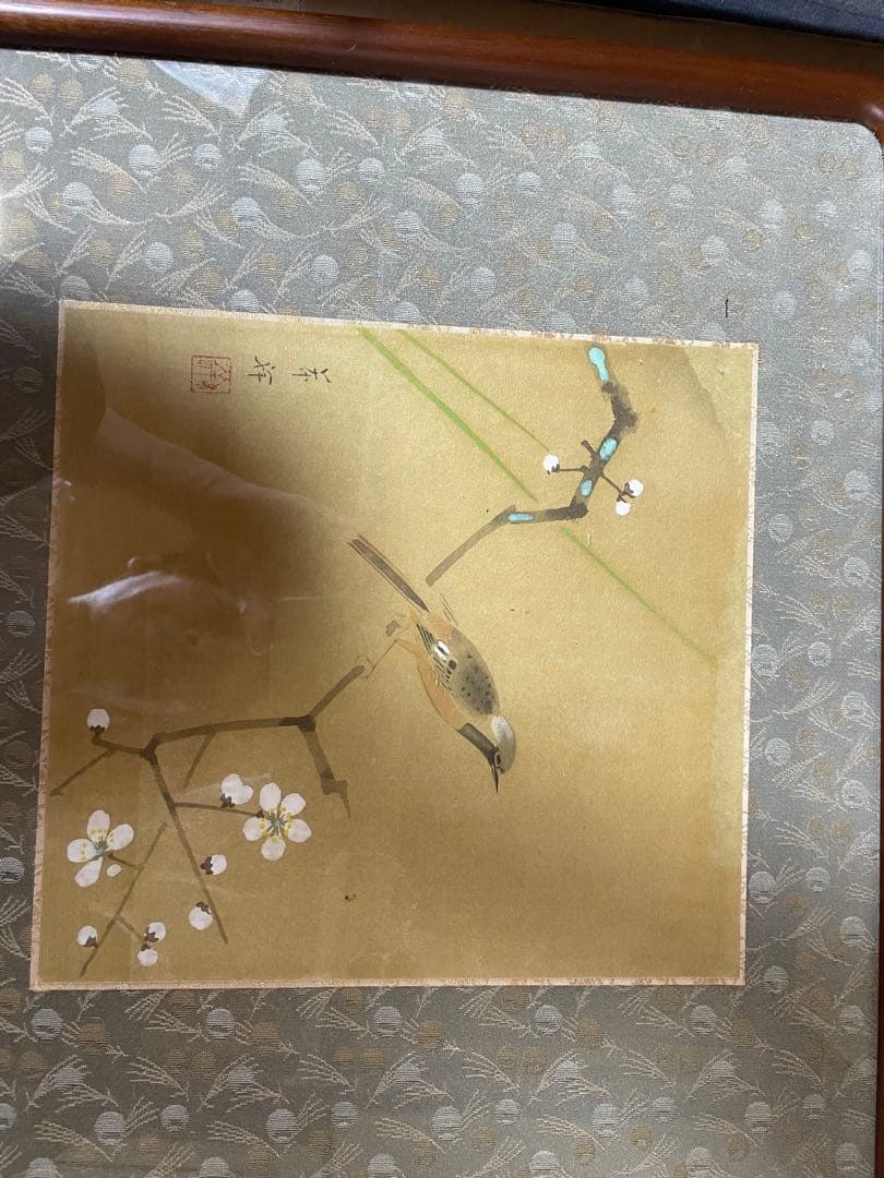 日本画 魚と鳥の絵 作品（鑑定書つき）