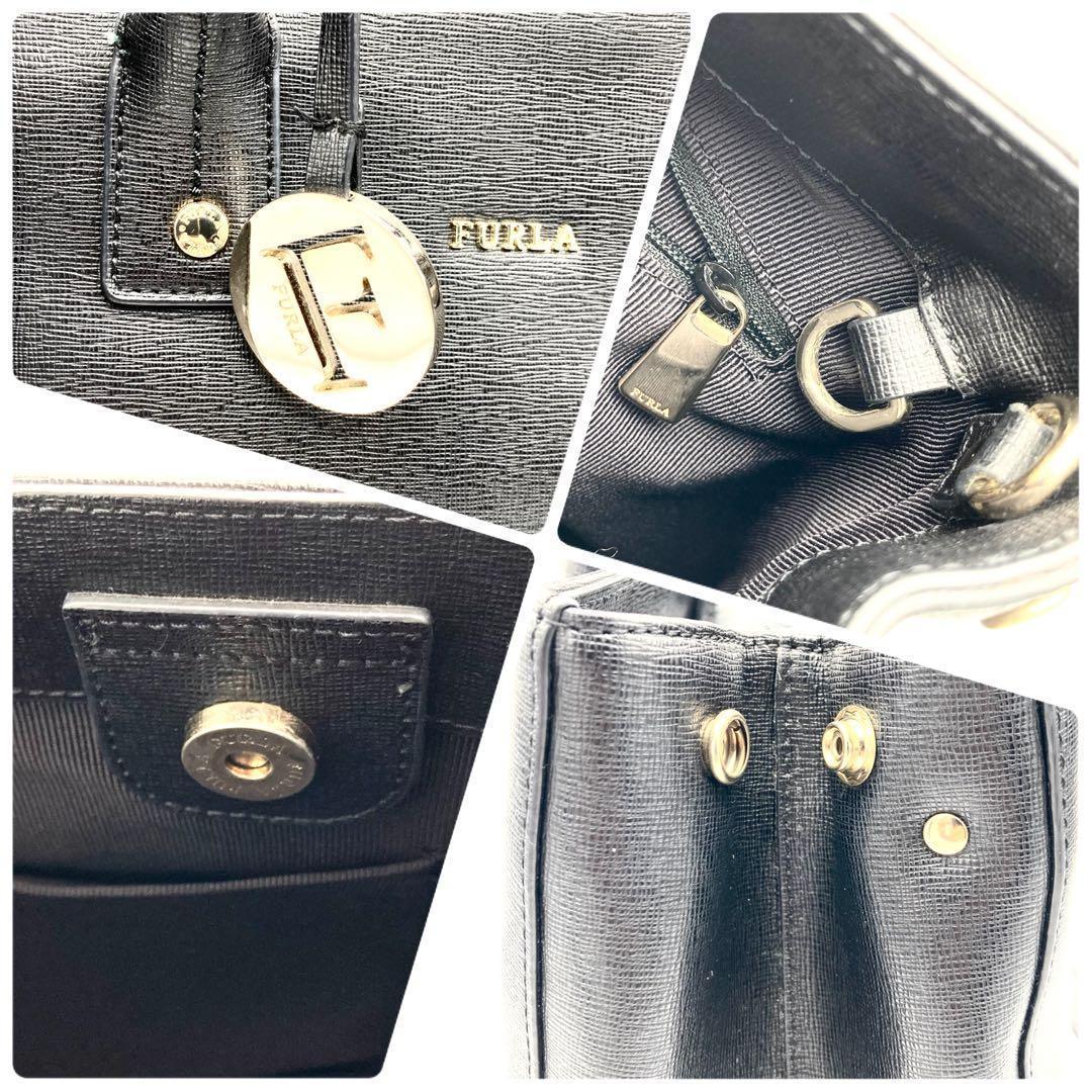 極美品✨フルラ リンダ 2way レザー ショルダー ハンドバッグ A4可 黒