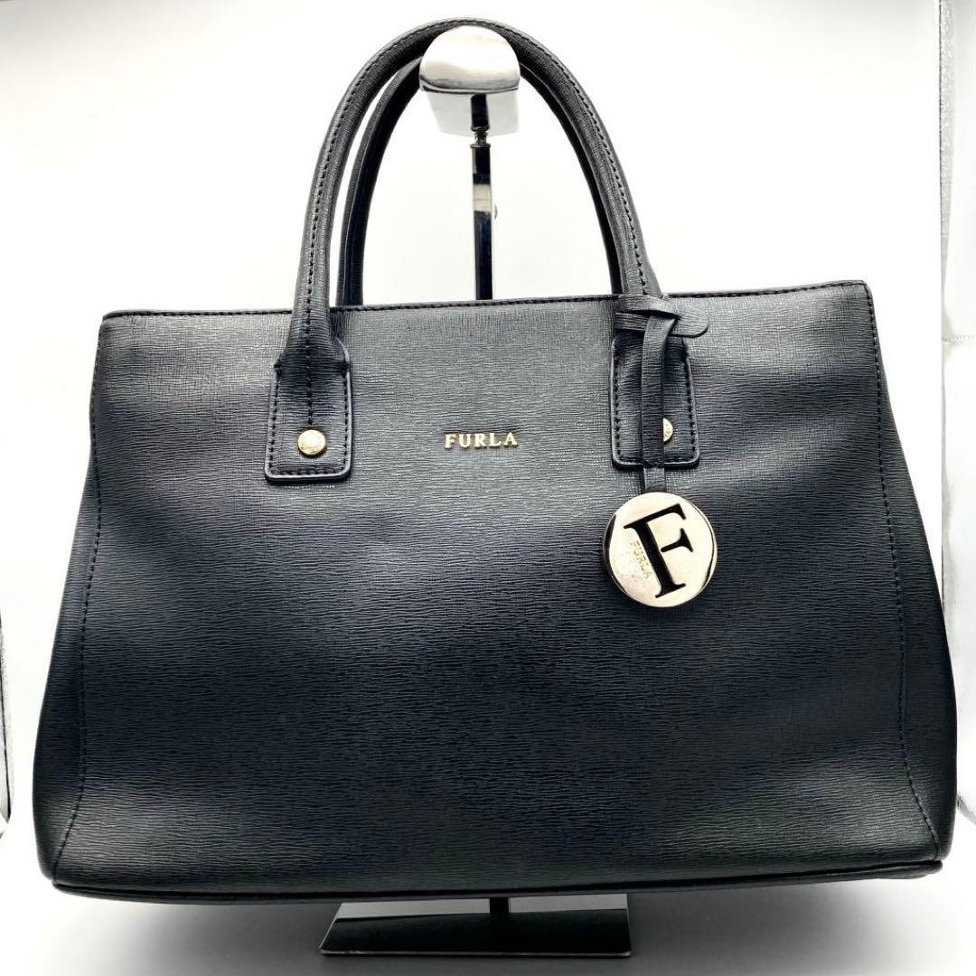 極美品✨フルラ リンダ 2way レザー ショルダー ハンドバッグ A4可 黒