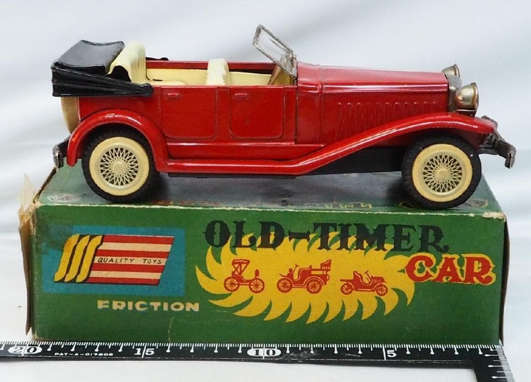 SSS【オールドタイマー コンバーチブル赤】ブリキ tin toy car 箱付
