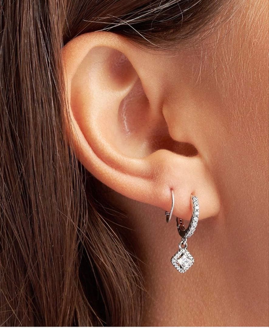 正規品　PANDORA シルバー925 フープピアス クリスタル付き