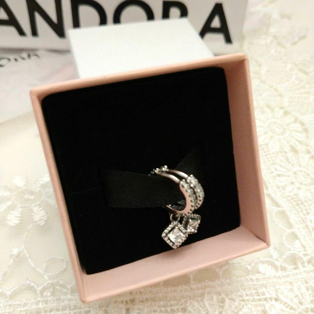 正規品　PANDORA シルバー925 フープピアス クリスタル付き