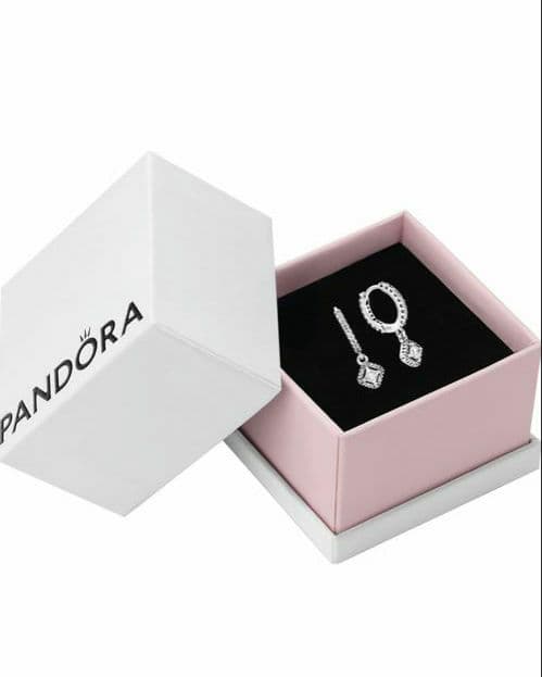正規品　PANDORA シルバー925 フープピアス クリスタル付き