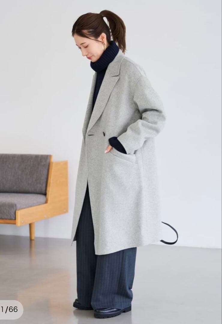 フレームワーク　SUPER160’sダブルブレストコートグレー36 ベイクルーズ