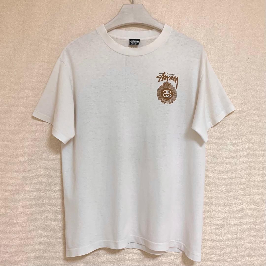 80s 前期 STUSSY USA製 黒タグ SS リンク エンブレム Tシャツ