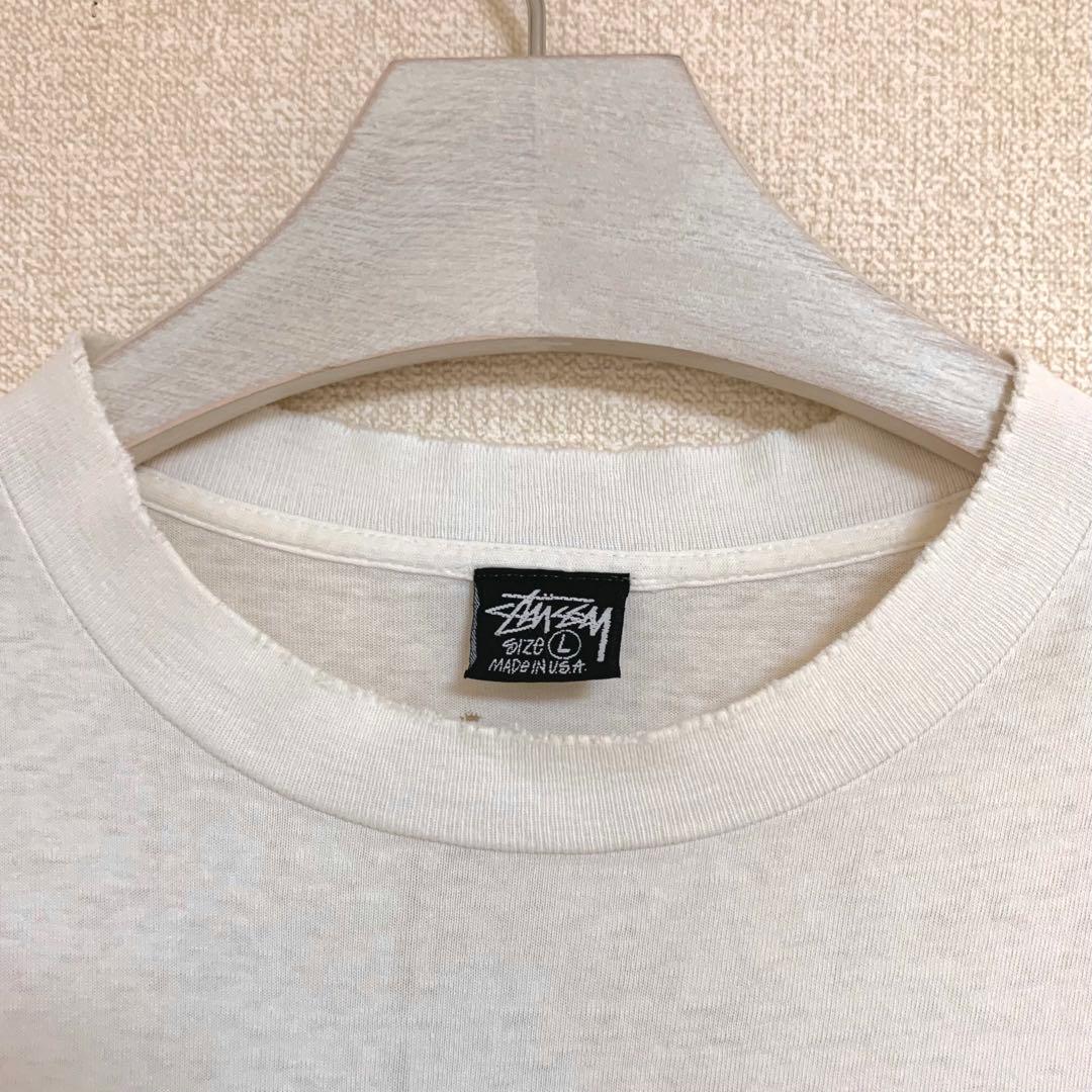 80s 前期 STUSSY USA製 黒タグ SS リンク エンブレム Tシャツ
