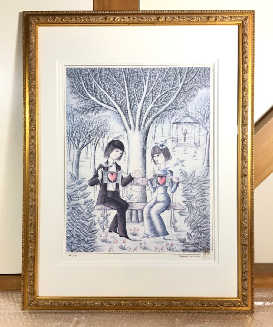 ○[美品] レイモン・ペイネ 『お互いにハートを見せあいましょう』リトグラフ版画