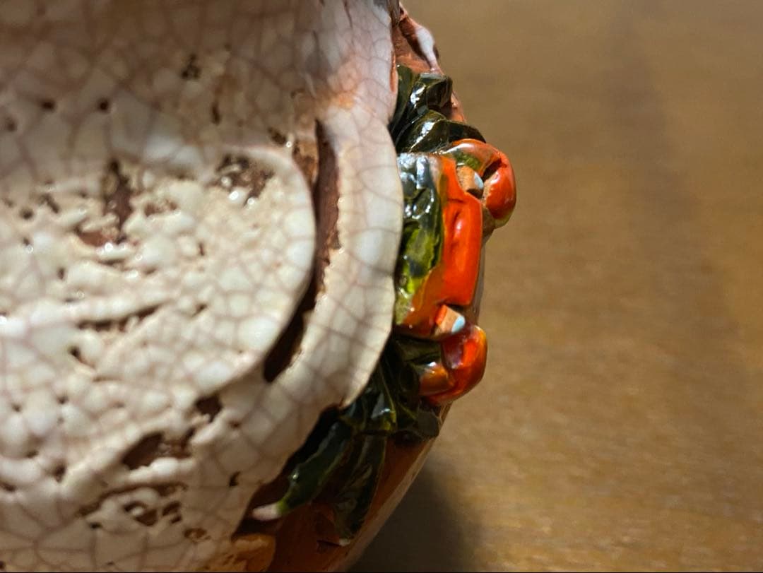 【希少！新品未使用】楽山焼　天神蟹煎茶器揃6点セット　急須　湯呑み　蟹細工　愛媛