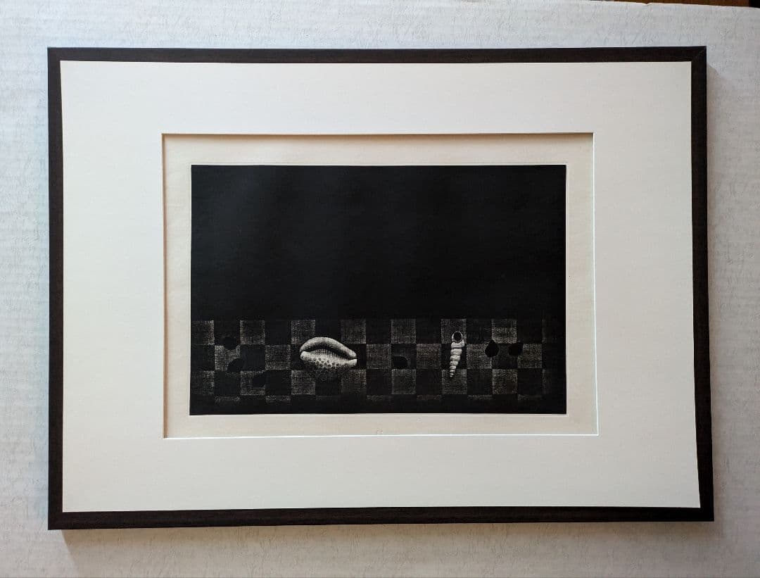 格安k浜口陽三の腐蝕銅版画　“黒”が織りなす静謐な銅版画「シェルズ」美品