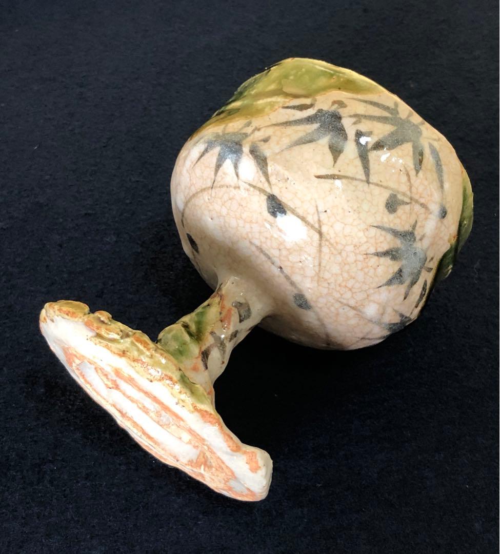 《R》織部焼 葡萄酒盃 5客 ワイン 玉置保夫作 陶歴 共箱 251014い2