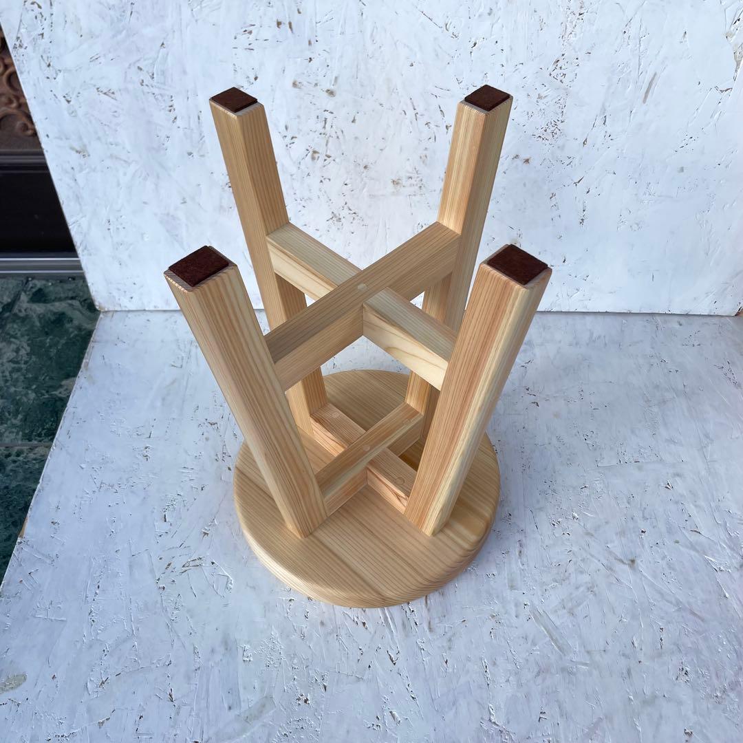 Aki 国産ひのき　丸椅子　木製スツール　4脚