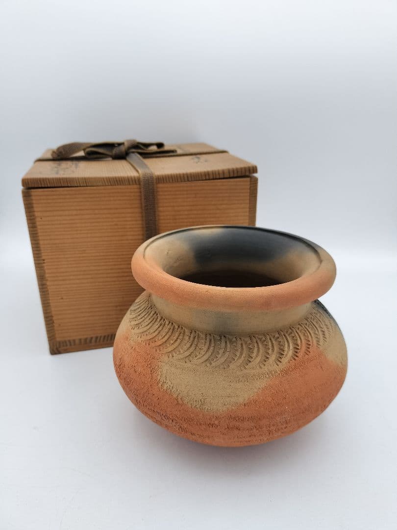 b987　建水 ハンネラ写 山崎宗元 木箱 茶道具　古物