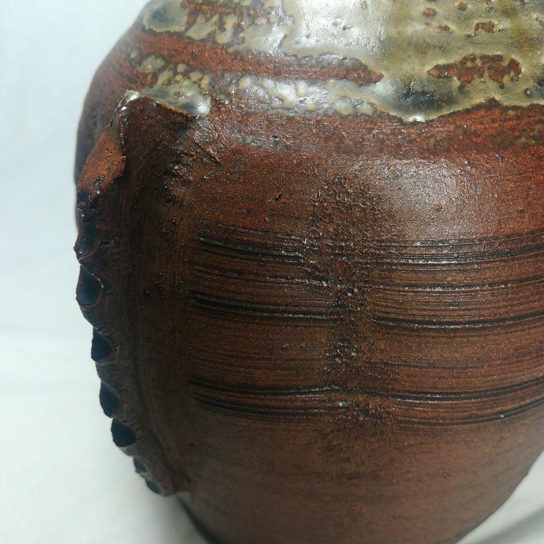 陶印あり　窯印　古備前　船虫徳利　壺　花瓶　花入　花器