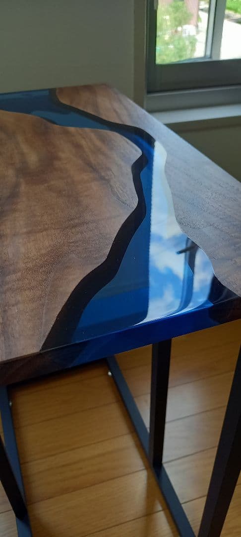 リバーテーブル　レジンテーブル　コーヒーテーブル　コの字　サイドテーブル