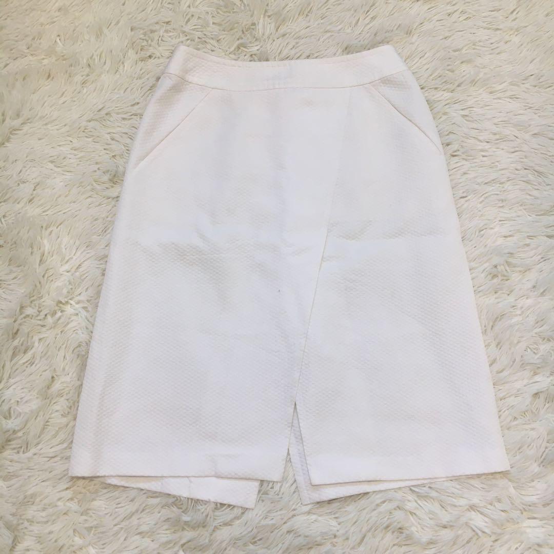 【美品】シャネル スカート スリット ココマーク ホワイト 02P